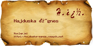 Hajduska Ágnes névjegykártya
